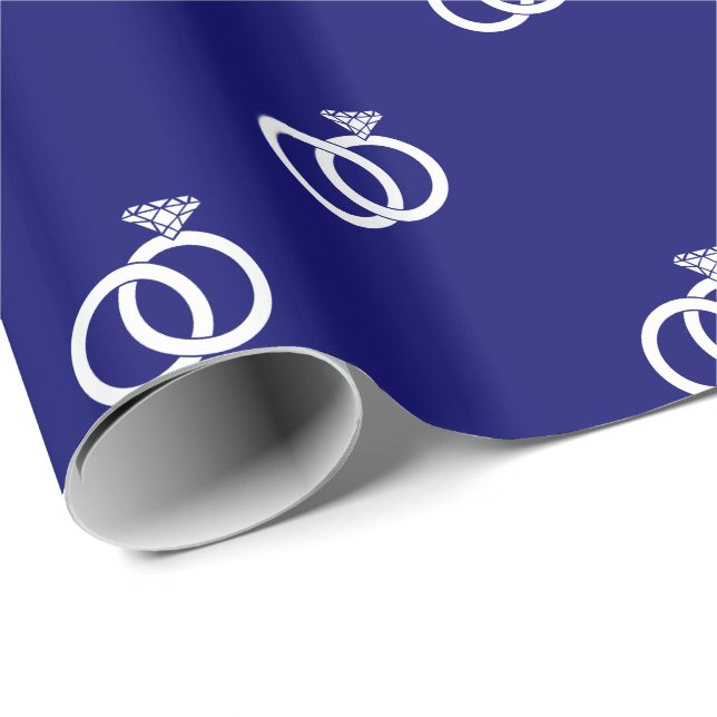 Papier Cadeau Bagues de mariage blanches personnalisables sur fo (Coin rond)