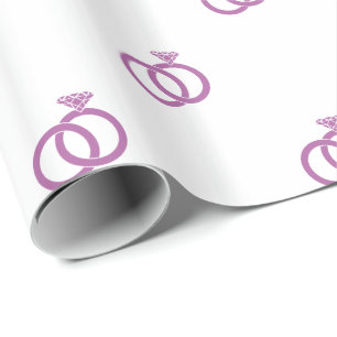 Papier Cadeau Bagues de mariage Orchidée Radieuse sur fond blanc