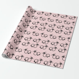 Papier Cadeau Bagues de mariage romantiques doux rose clair sans