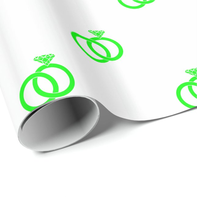 Papier Cadeau Bagues de mariage vert citron personnalisables sur (Coin rond)