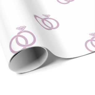 Papier Cadeau Bagues de mariage violet Mauve Mist sur fond blanc