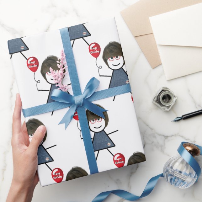 Papier Cadeau Baguette Avec Ballons D'Anniversaire Rouge (Cadeaux)