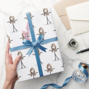 Papier Cadeau Baguette Figure Girl avec Baskets de lunettes