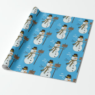 Papier Cadeau Bah Humbug Grumpy Christmas Snowman Introduire