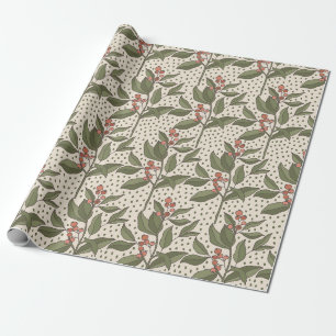 Papier Cadeau Baie botanique vintage et moucheture
