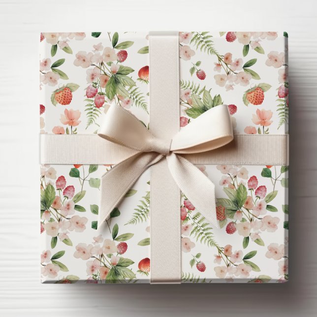 Papier Cadeau Baies à l'aquarelle (Watercolor Floral Berries Wrapping Paper by Painted Paperie
)