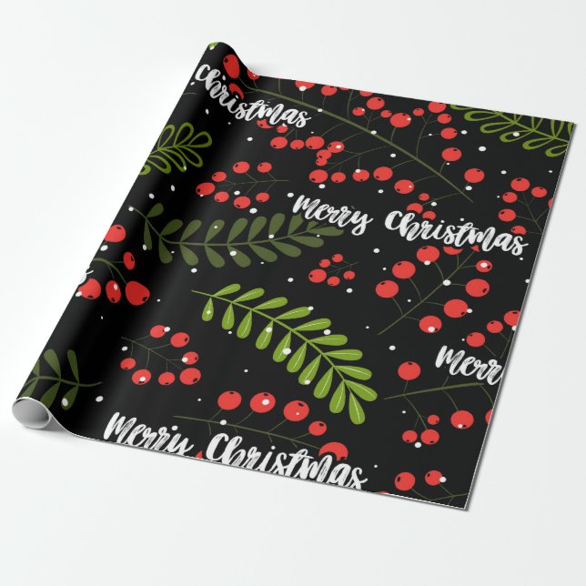 Papier Cadeau Baies de houx  (Déroulé)