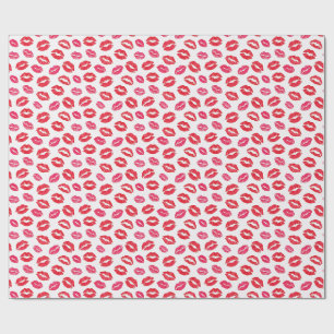 Papier Cadeau Baisers Lèvres Sassy Rose et Rouge