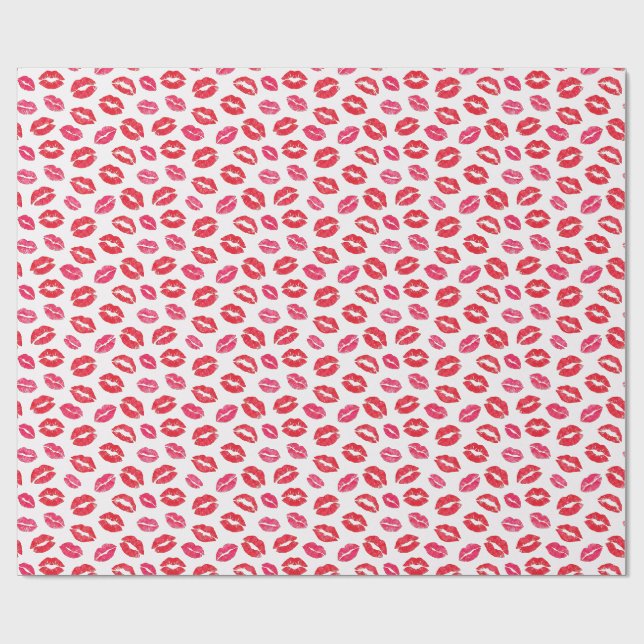 Papier Cadeau Baisers Lèvres Sassy Rose et Rouge (Plat)