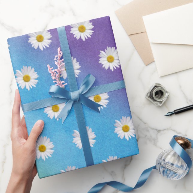 Papier Cadeau Baisson blanc sur dégradé arc-en-ciel (Cadeaux)