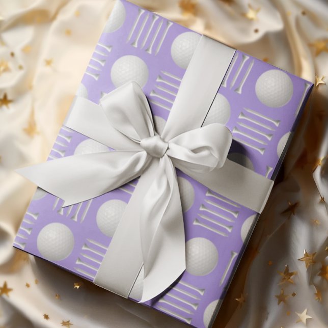 Papier Cadeau Bal de golf clair violet et cadeau de thé (Créateur téléchargé)