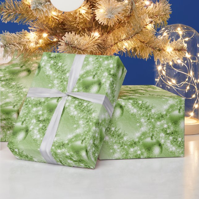 Papier Cadeau Bal de Noël vert clair élégant (Vacances)