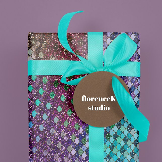 Papier Cadeau Balances de sirène Parties scintillant Viola bleu  (Mermaid Scales Glitter Blue Viola Purple Wrapping Paper)