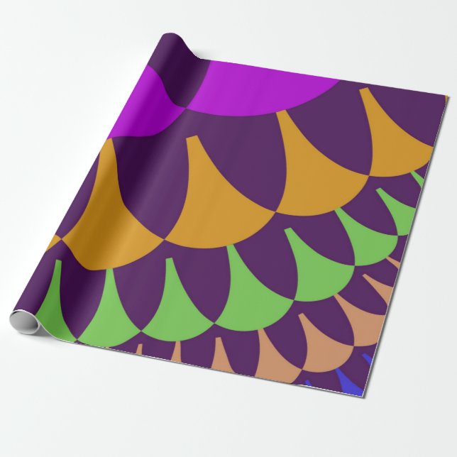 Papier Cadeau Balances violettes et orange (Déroulé)