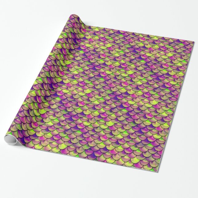 Papier Cadeau Balances violettes et vertes (Déroulé)
