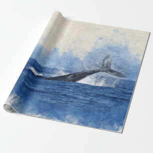 Papier Cadeau Baleine à eau bleue