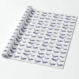 Papier Cadeau Baleine bleu aquarelle