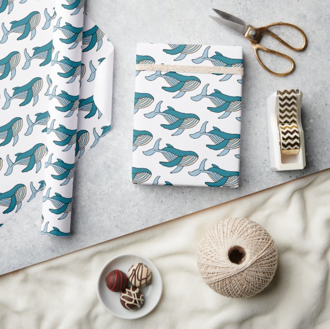 Papier Cadeau Baleine bleue motif océan (Artisanat)