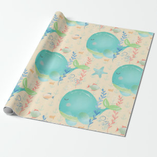 Papier Cadeau Baleine de Kawaii sous le Motif de Baby shower de