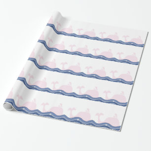 Papier Cadeau Baleine Rose Élégante