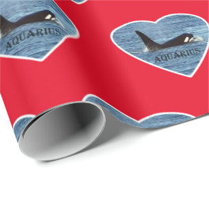 Papier Cadeau Baleine Tueuse Orca Aquarius Personnalisable Rouge