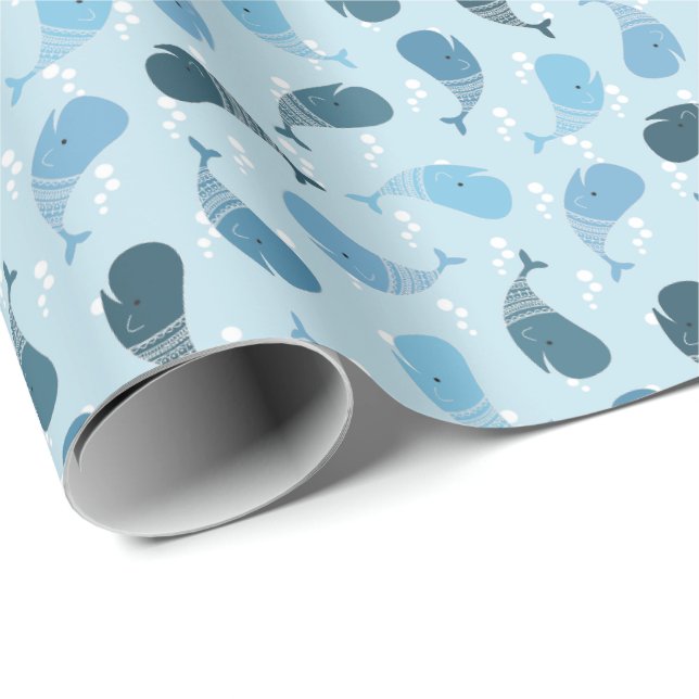 Papier Cadeau Baleines (Coin rond)