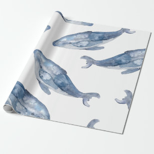 Papier Cadeau Baleines à bosse en aquarelle