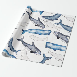 Papier Cadeau Baleines d'eau