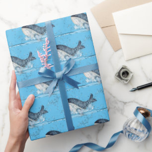 Papier Cadeau Baleines éclaboussant