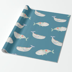 Papier Cadeau baleines folles skandinaves animaux de mer patte s