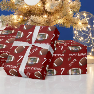 Papier Cadeau Balle de football américain rouge Joyeux Anniversa