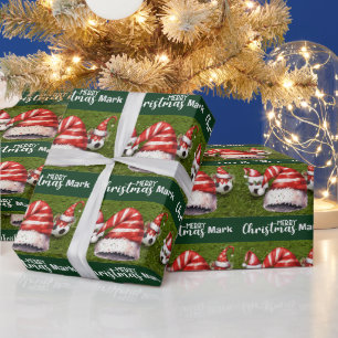 Papier Cadeau Balle de football avec chapeau de Santa