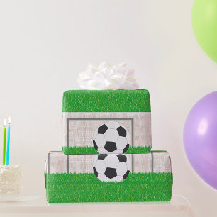 Papier Cadeau Balle de football et poteau de but sur un terrain 