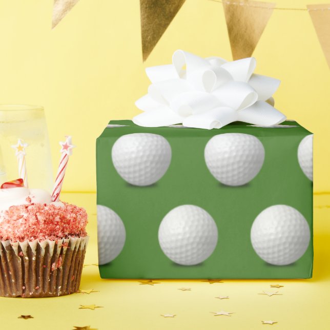 Papier Cadeau balle de golf blanche en vert (Fête d'anniversaire)