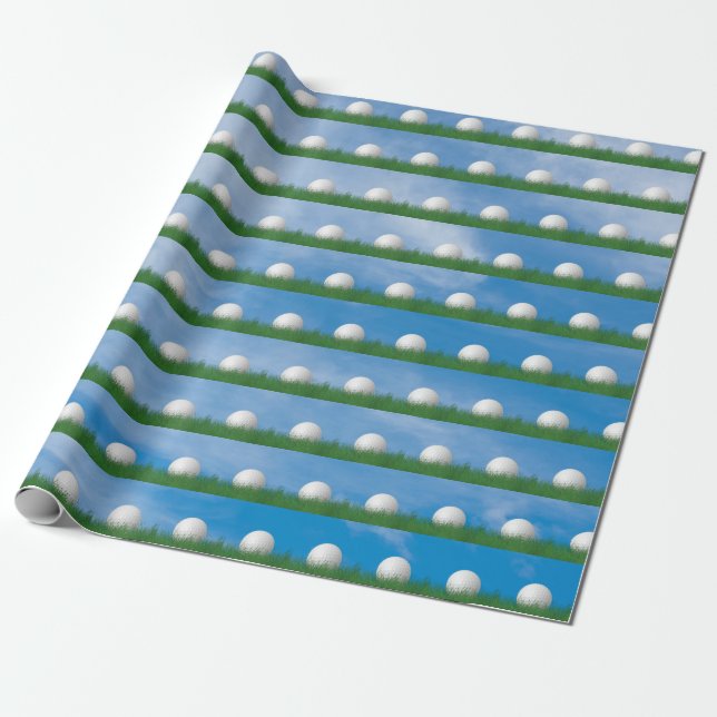 Papier Cadeau balle de golf dans l'herbe avec ciel (Déroulé)