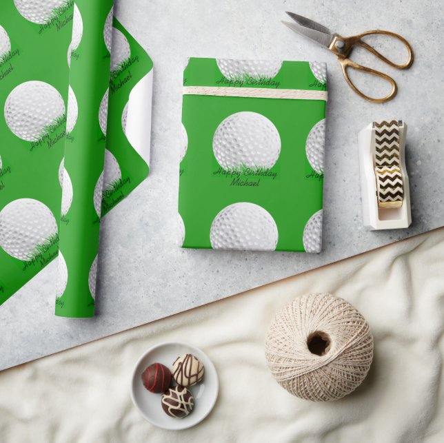 Papier Cadeau Balle de Golf sur Gazon (Artisanat)
