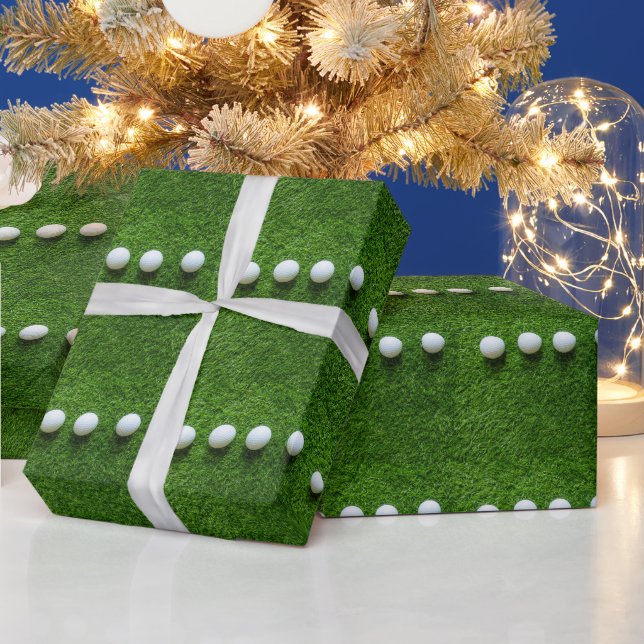 Papier Cadeau Balle de golf sur gazon vert  (Vacances)