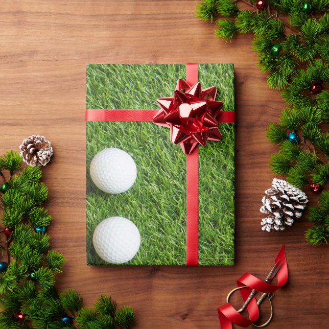 Papier Cadeau Balle de golf sur gazon vert  (Cadeau de vacances)