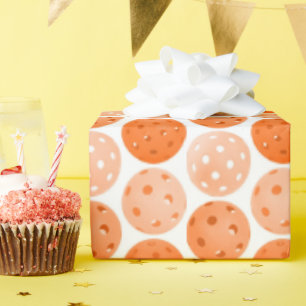 Papier Cadeau Balle de Pickleball, Ballons de Pickleball Orange