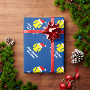 Papier Cadeau Balle de tennis avec chapeau de Noël Cadeau de Noë