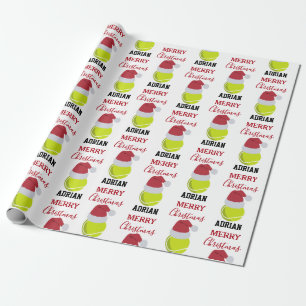 Papier Cadeau Balle de Tennis de Noël Nom Personnalisé