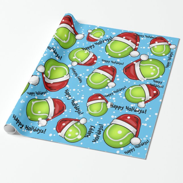 Papier Cadeau Balle de tennis de style de Noël (Déroulé)