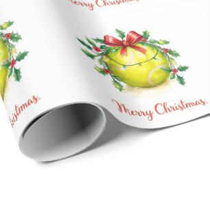 Papier Cadeau Balle de Tennis Noël 
