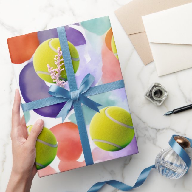 Papier Cadeau Balle de tennis sur fond abstrait (Cadeaux)