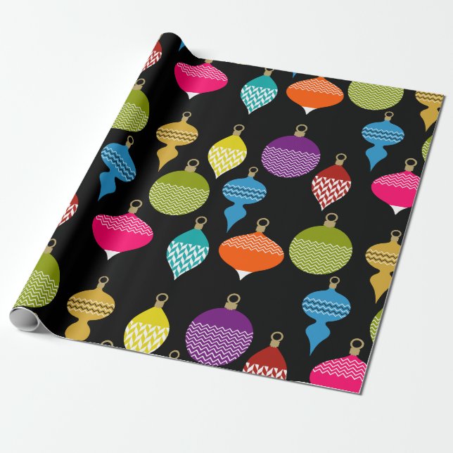 Papier Cadeau Balle décorative de Noël rétro (Déroulé)
