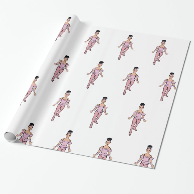Papier Cadeau Ballerina 30"x6 pieds, Papier à enveloppement bril (Déroulé)