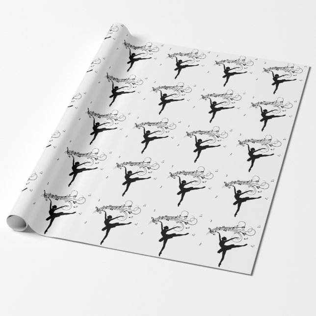 Papier Cadeau Ballerina Dancing with Music Notes (Déroulé)