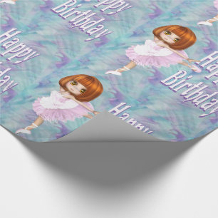 Papier Cadeau Ballerina Girl Ballet Danser 2 Joyeux Anniversaire