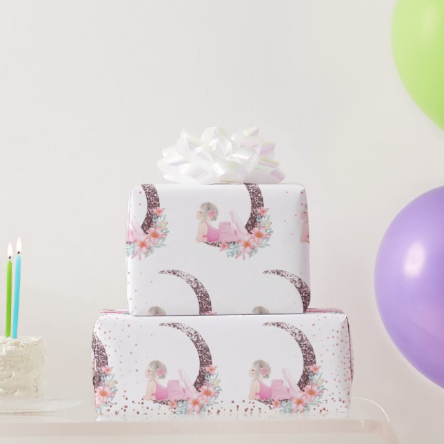 Papier Cadeau Ballerina Moon Pastel Parties scintillant rose (Cadeaux de fête)