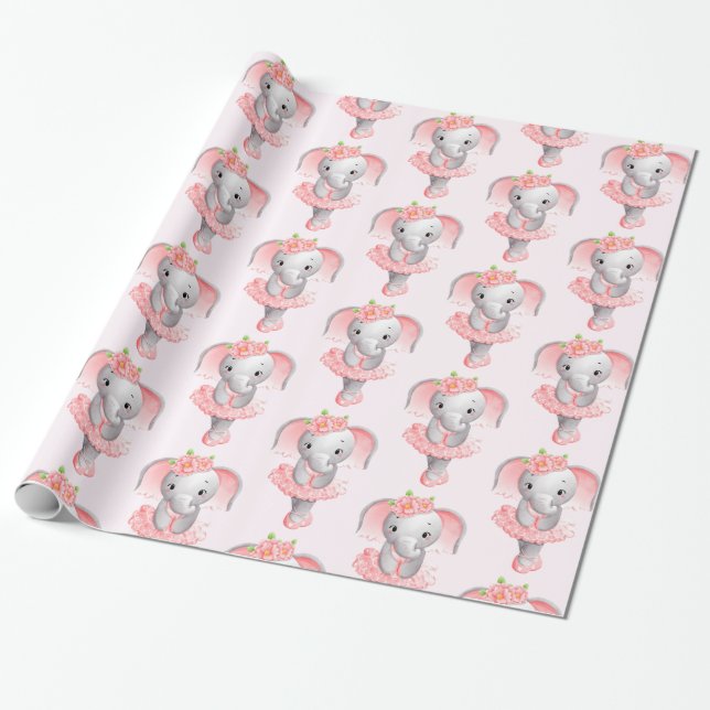 Papier Cadeau Ballerina Motif bleu rose et gris (Déroulé)